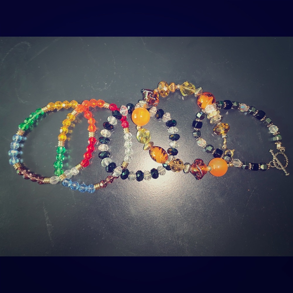 5 Multi Colored Stretch Bracelet Bundle